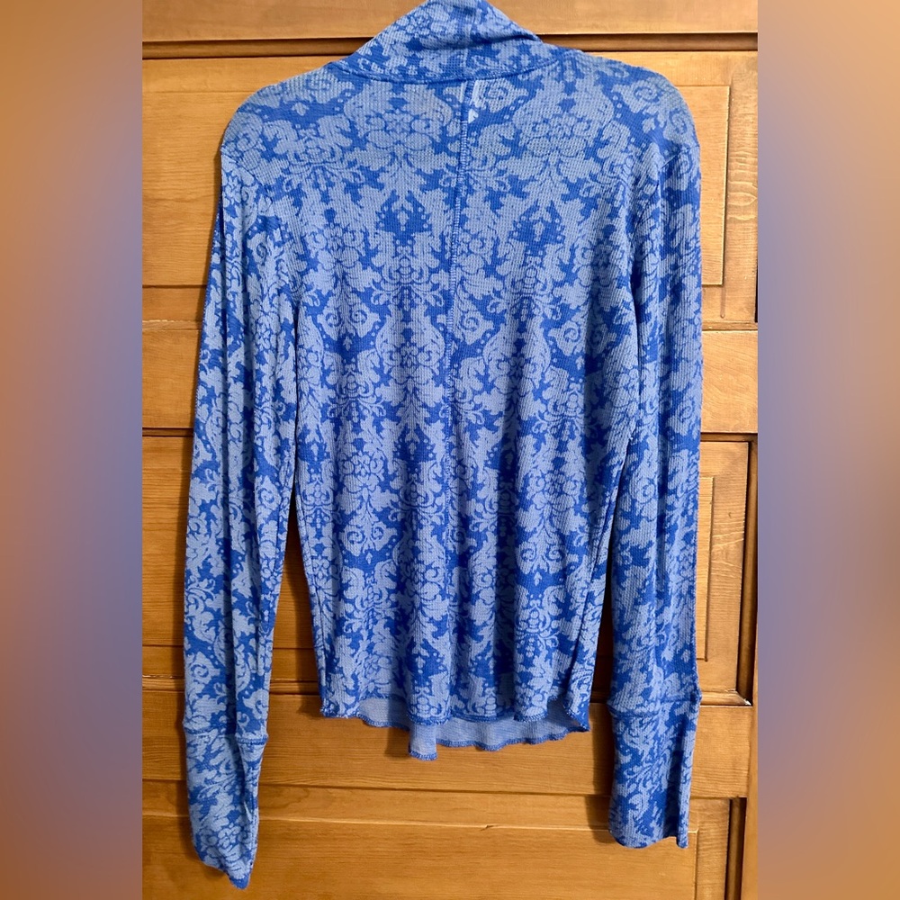 Free People You And I Print Ribbed Top! NEW Sz L, Large! Great under a vest! - Picture 7 of 9